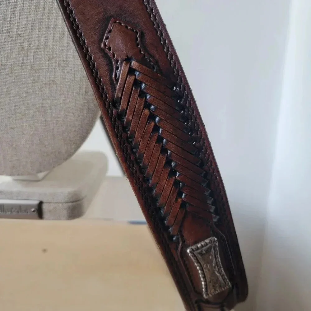 Western Style Braided Men’s Leather Belt – Made in Mexico